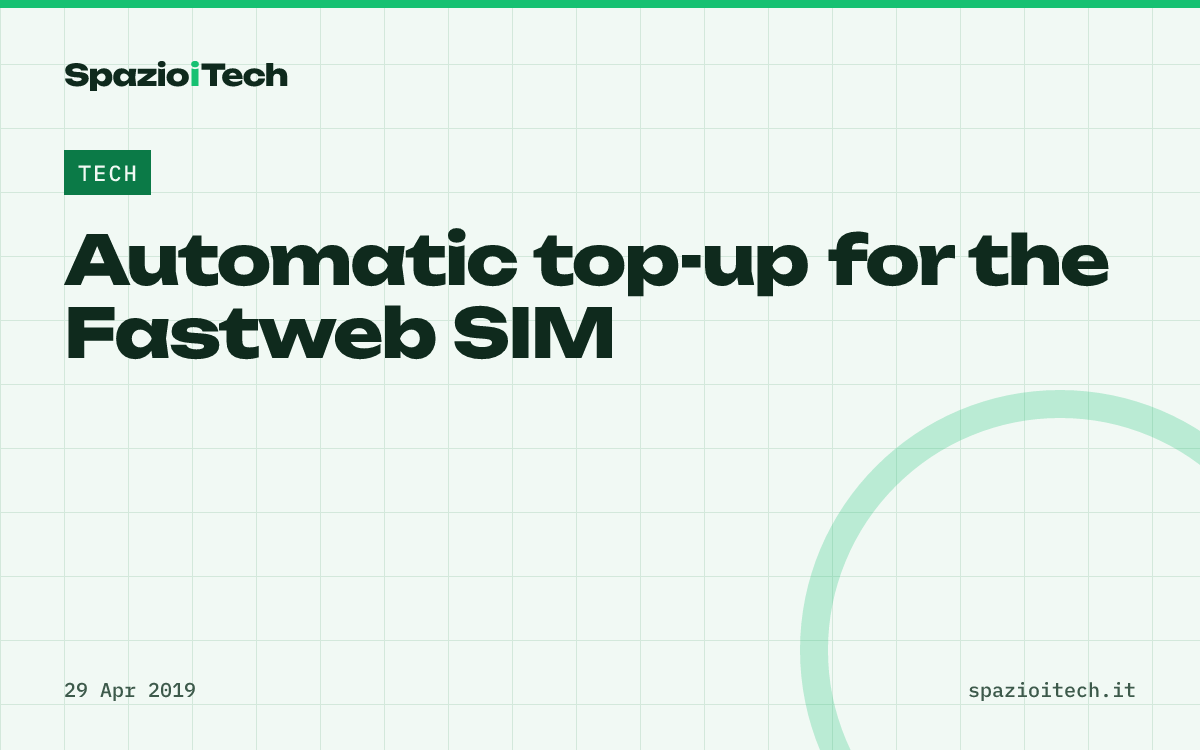Automatic top-up for the Fastweb SIM