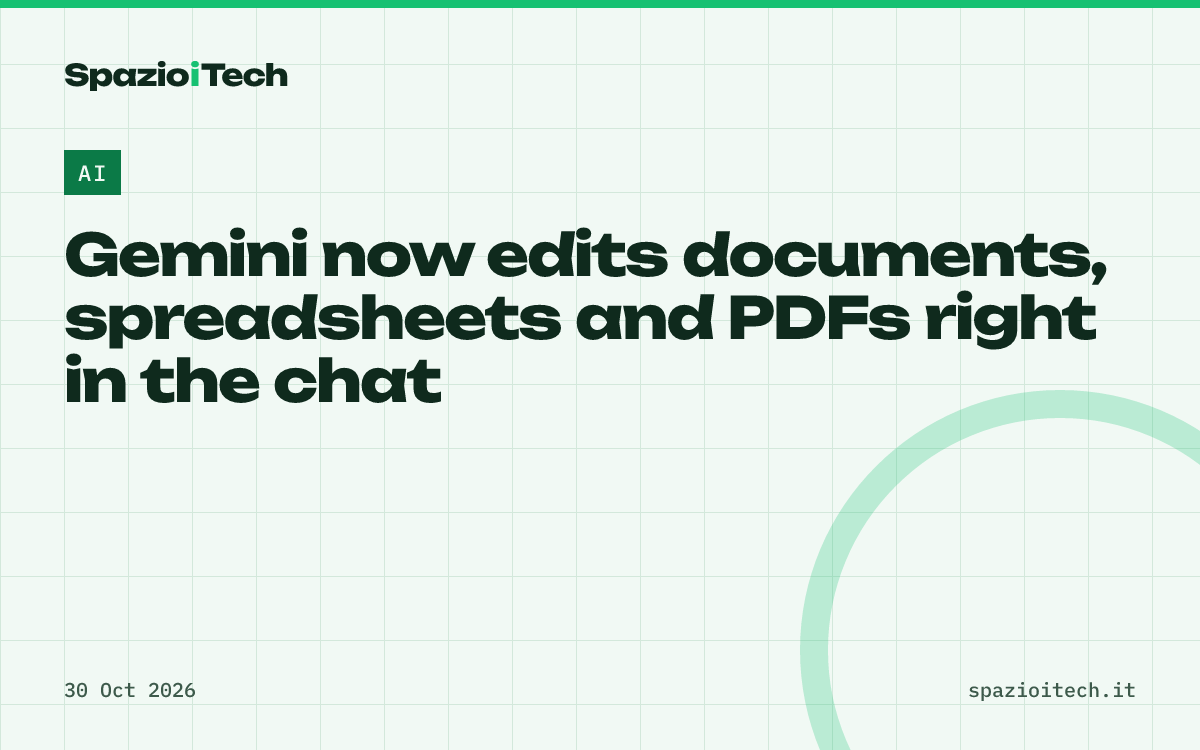 Gemini now edits documents, spreadsheets and PDFs right in the chat