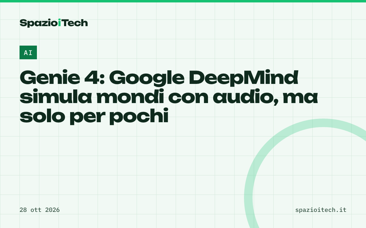 Genie 4: Google DeepMind simula mondi con audio, ma solo per pochi