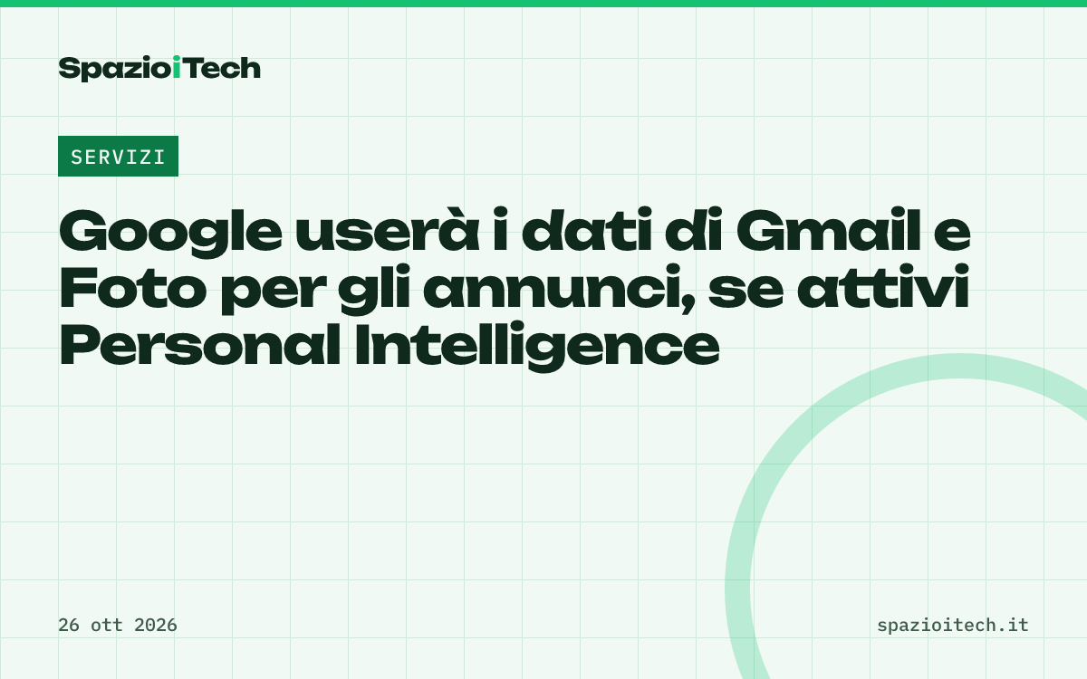 Google userà i dati di Gmail e Foto per gli annunci, se attivi Personal Intelligence
