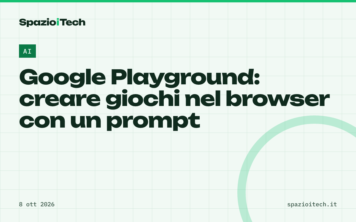 Google Playground: creare giochi nel browser con un prompt