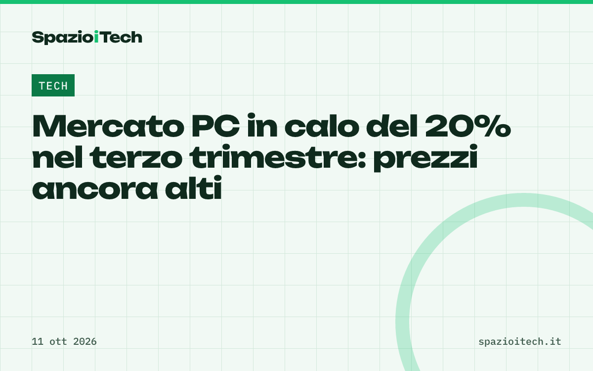 Mercato PC in calo del 20% nel terzo trimestre: prezzi ancora alti