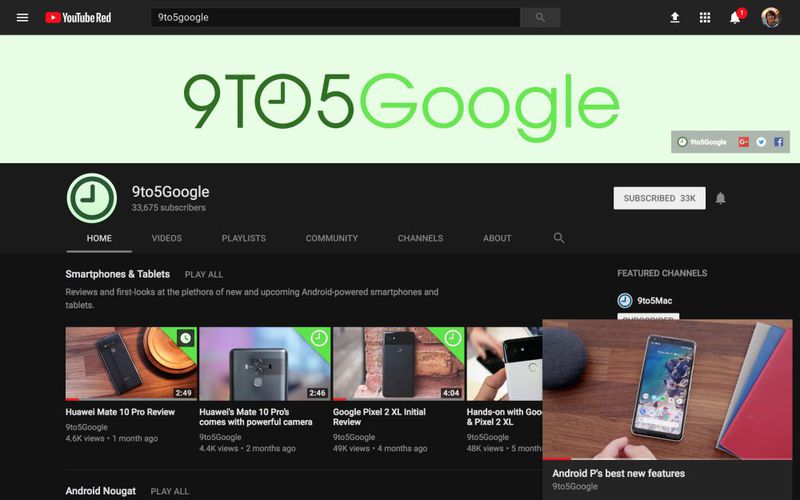 YouTube picture-in-picture