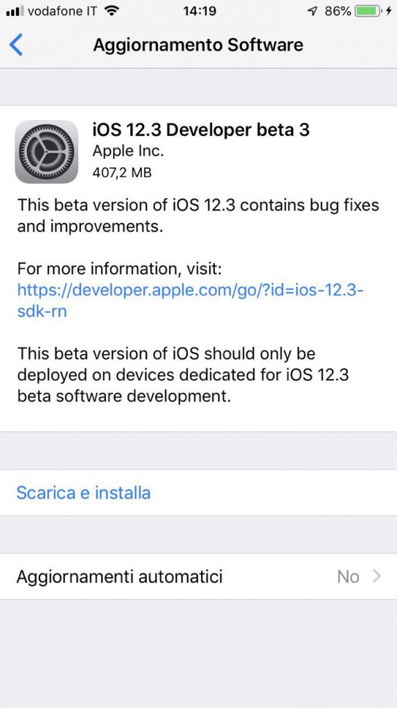 iOS Beta Developer 3