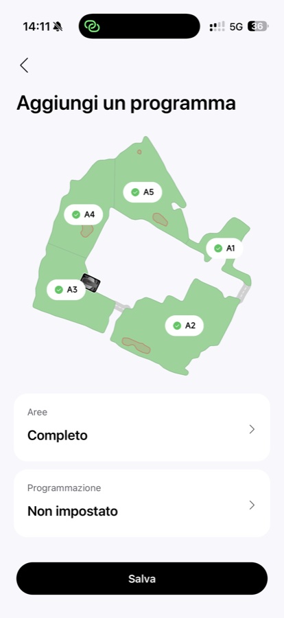 Aggiunta di un programma con selezione delle zone interessate.