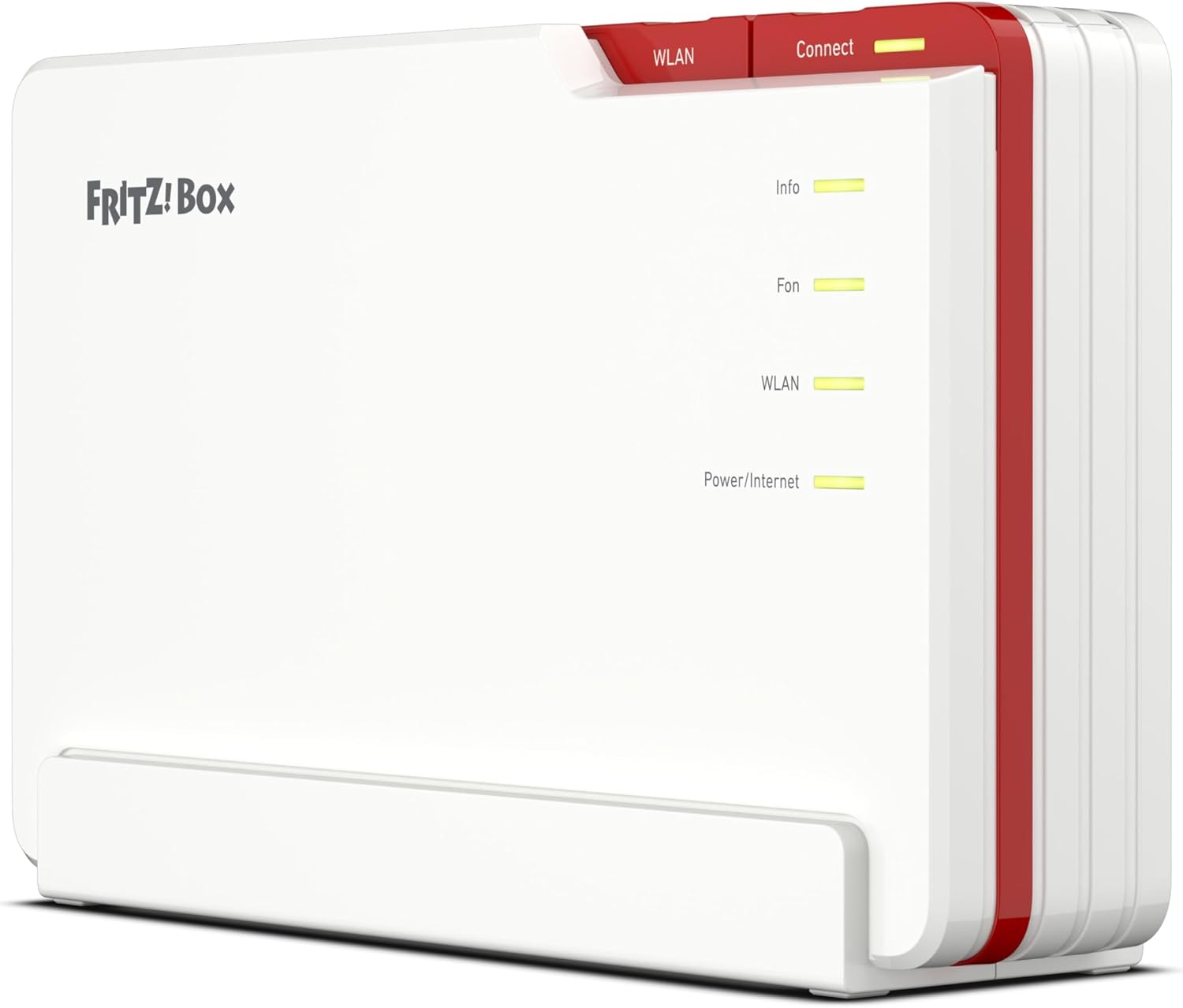 FRITZ!Box 5690 Pro vista 3/4 con LED frontali e pulsanti WLAN e Connect