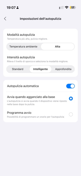 App Roborock: impostazioni dell autopulizia della base