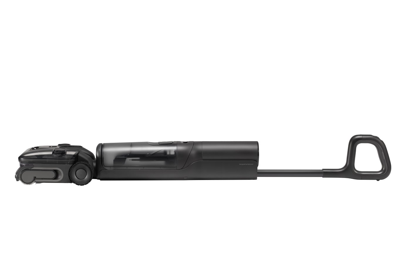 Roborock F25 Steam completamente reclinato a 180 gradi per pulire sotto i mobili