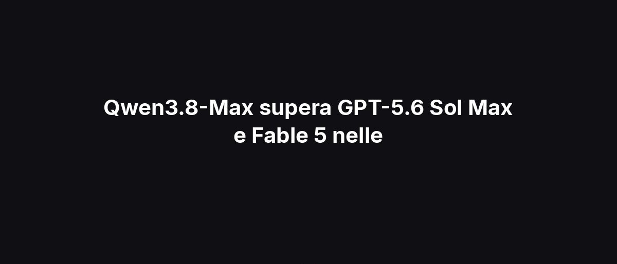 Qwen3.8-Max supera GPT-5.6 Sol Max e Fable 5 nelle