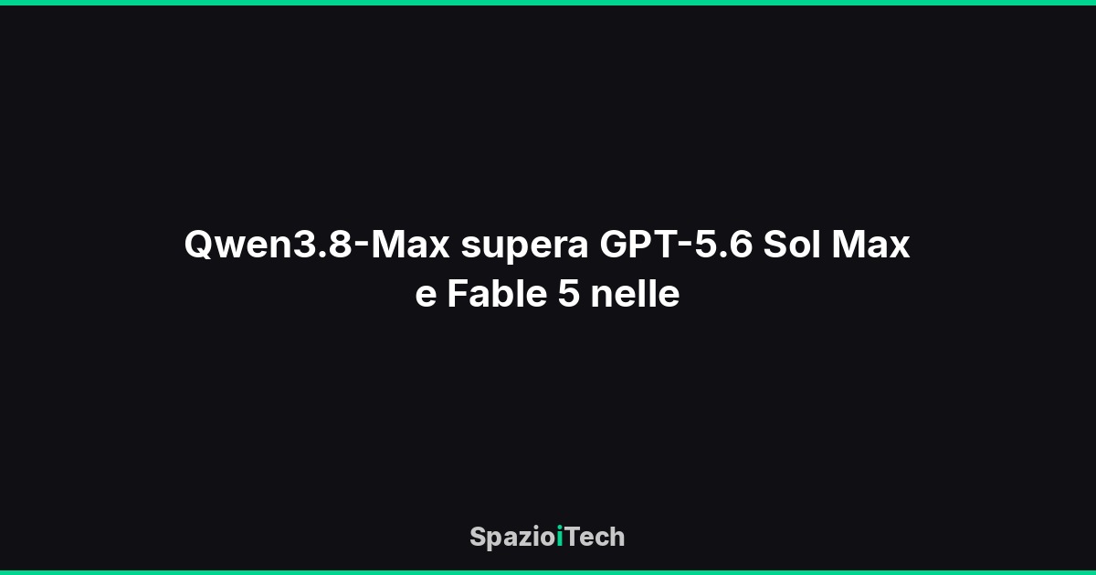 Qwen3.8-Max supera GPT-5.6 Sol Max e Fable 5 nelle