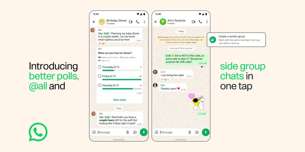 WhatsApp aggiunge tag '@all' ai gruppi